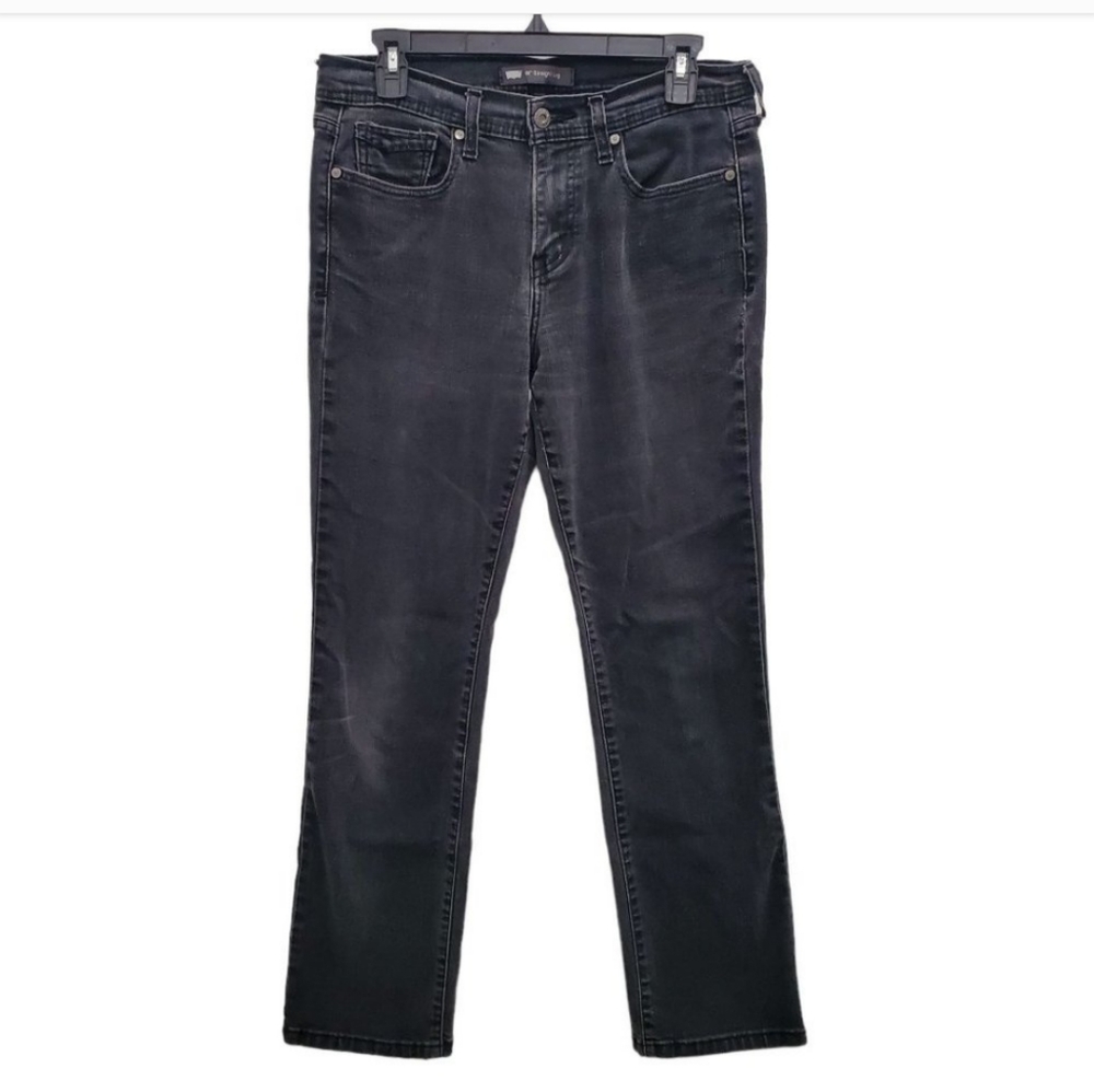 Levi's 505 Women's Black Faded Distressed Denim Straight Leg Jeans Size 8M 29